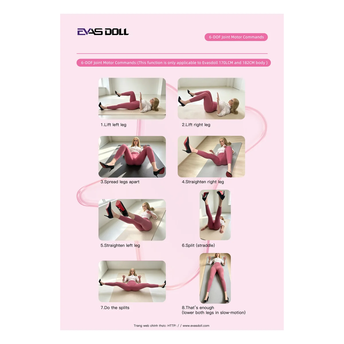 Hele producentens kommandoversigt i 2480 × 3508 pixels. Åbn billedet for at se bevægelser og detaljer. Evas Doll / HoneyLoveDoll.